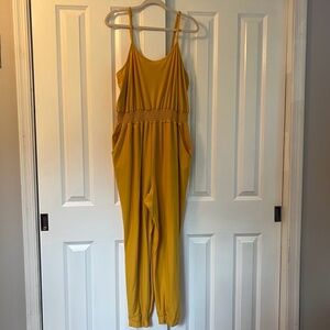 Jolie & Joy Smocked Waist Mustard Yellow Stretch Jumpsuit Romper Size 1X